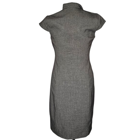 Calvin Klein M Grey Sheath Dress Wrap Cap Sleeve Career Office Professional - Picture 4 of 6